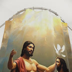 Jesus Baptism Shower Curtain — Christian Religious Bathroom Decor